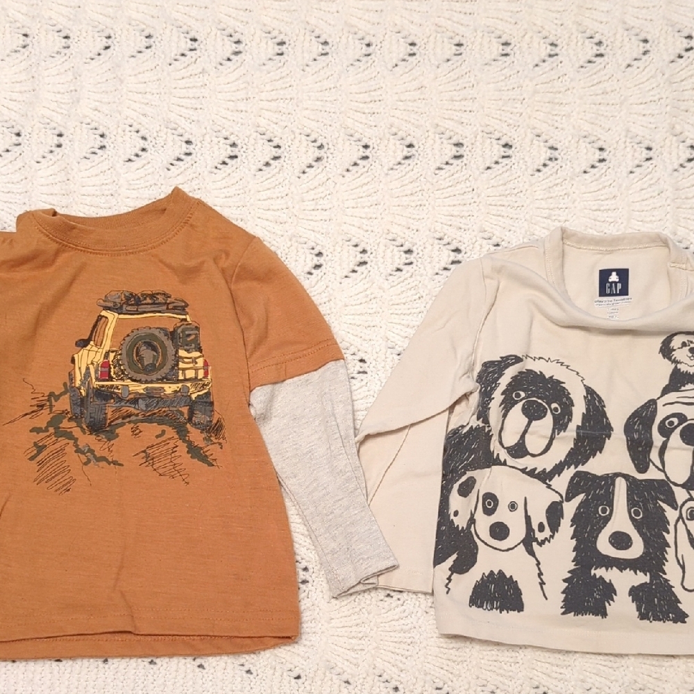 GAP Cream and Hawk Tan Long Sleeve Tees Casual Comfort